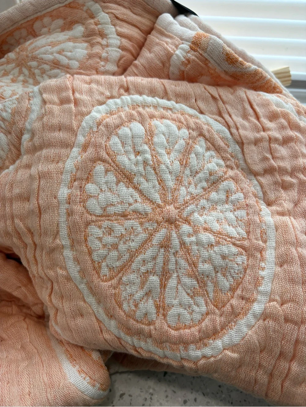 NWT Rachel Zoe Cream & Orange Citrus Decorative Throw - reversible